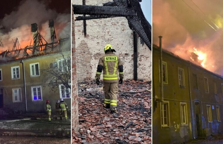 82 strażaków walczyło nocą z  pożarem. To była też walka o bezpieczeństwo i życie mieszkańców