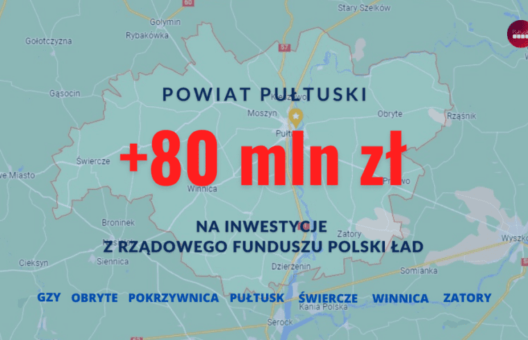 Powiat Pułtuski otrzyma ponad 80 mln zł na inwestycje.