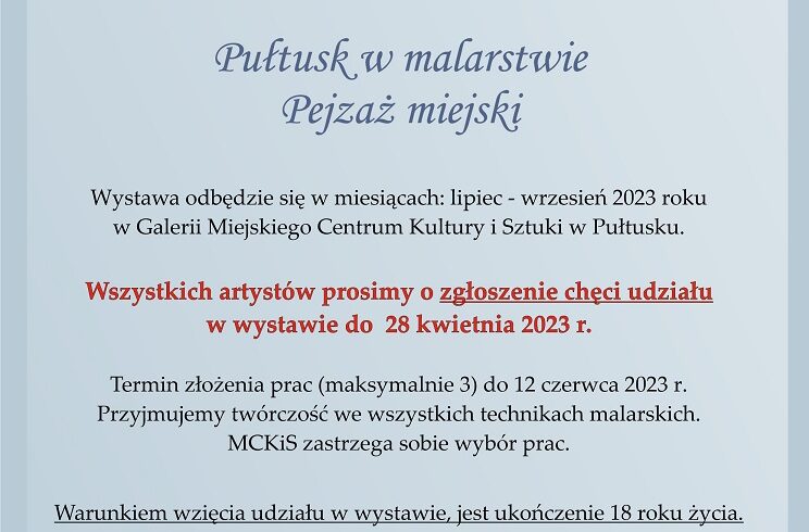 "TERAZ PUŁTUSK 2023"- wystawa malarska w MCKiS