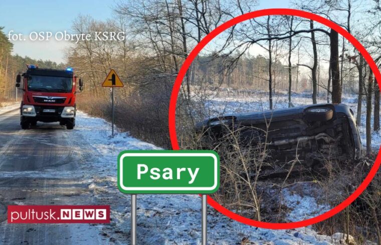 Kolejne zdarzenie na trasie Psary- Pułtusk [FOTO]
