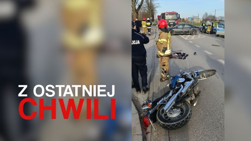 Dramatyczny wypadek w Golądkowie. Kierowca motocykla zabrany przez śmigłowiec