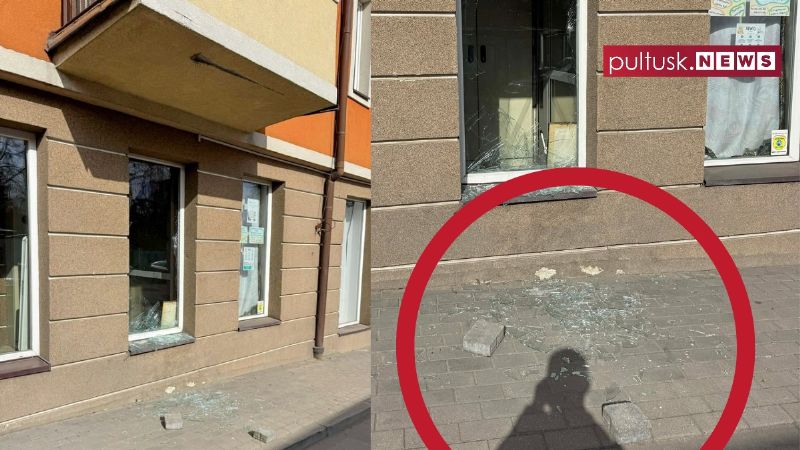Wybita szyba w budynku przy ul. Glinki w Pułtusku. Sprawę zgłosili Internauci