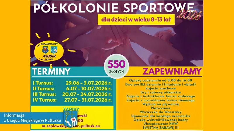 Półkolonie sportowe 2026 z MOSiR Pułtusk – ruszają zapisy!